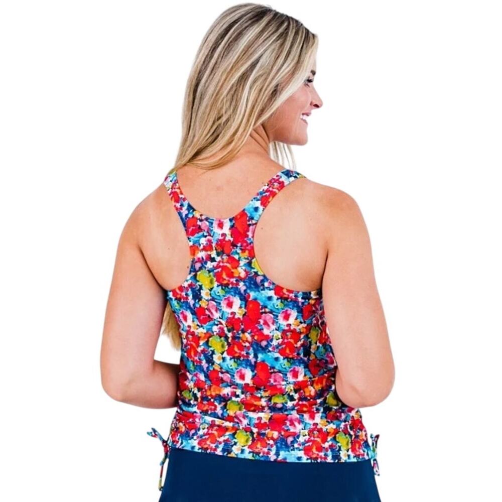 CALYPSA Maya Racerback Adjustable Side Tankini Floral Swim Suit Top NWT XL - Picture 2 of 7